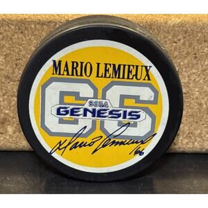 Vintage 1992 Mario Lemieux 66 Sega Genesis Official Promo Hockey Puck Penguins